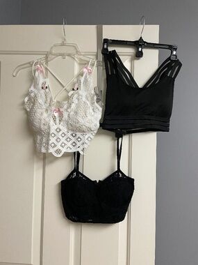 Crop Tops, Sports Bra, Lace White Black, S, Shein Forever 21 RomWe